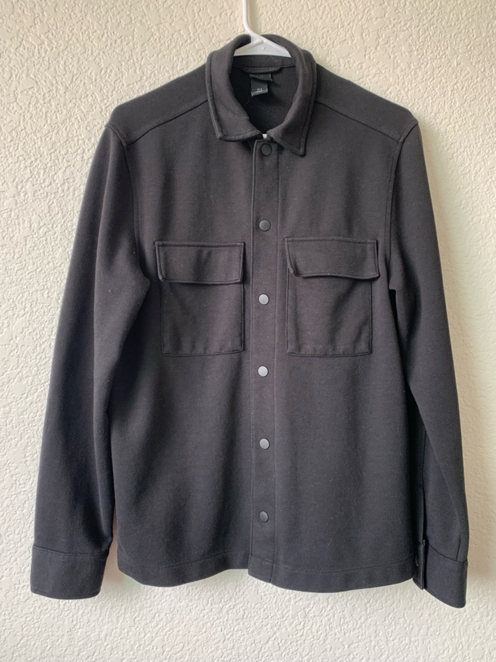 H&M Black Lightweight Snap-Front Shirt Jacket